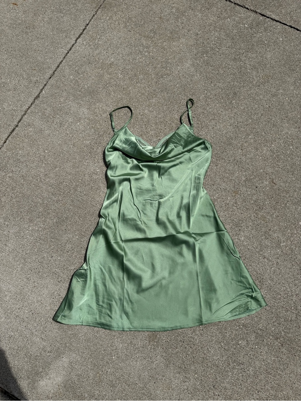 Cider Satin Slip Chemise in Sage Green - Picture 1 of 7